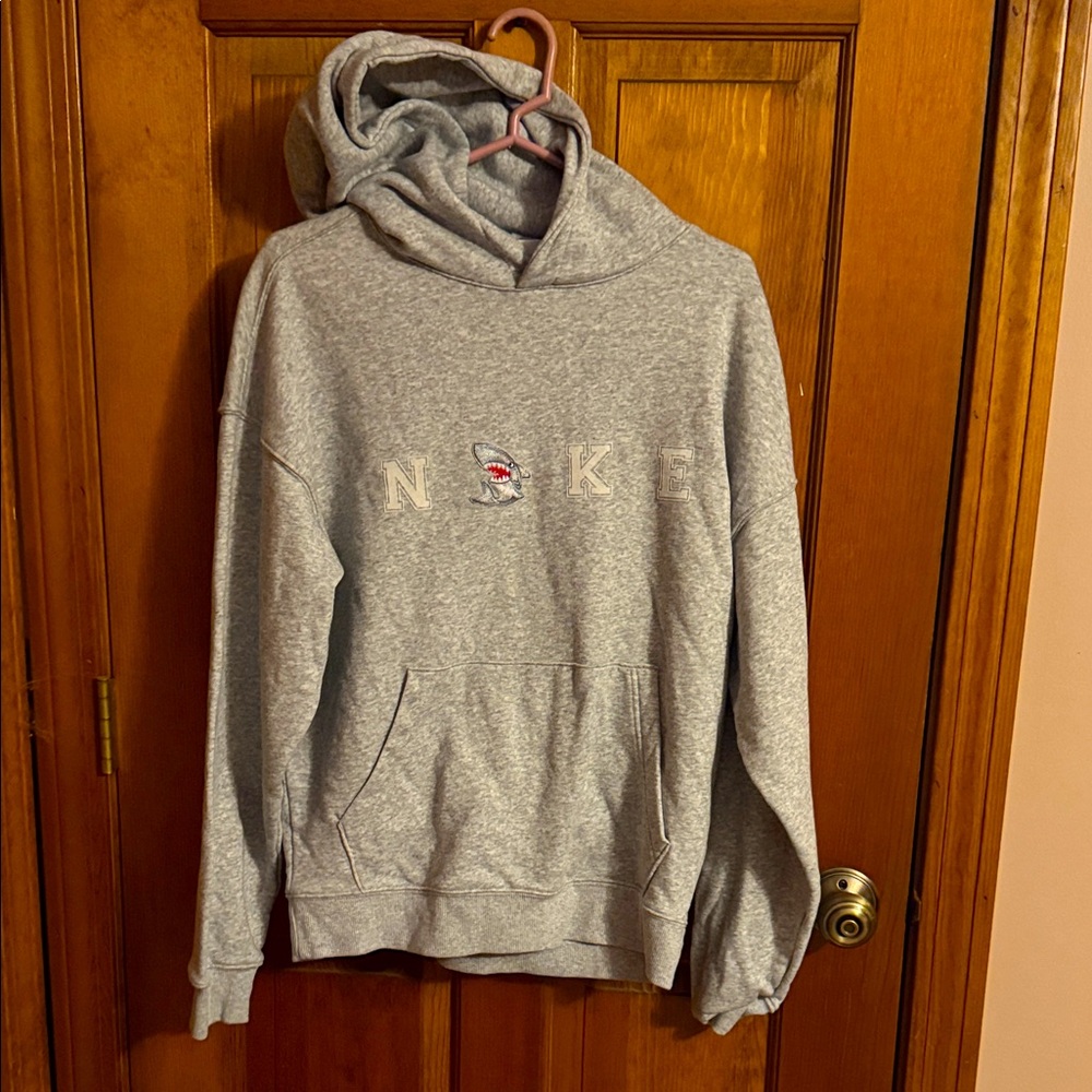 Nike Heather Gray Hoodie with Embroidered Logo